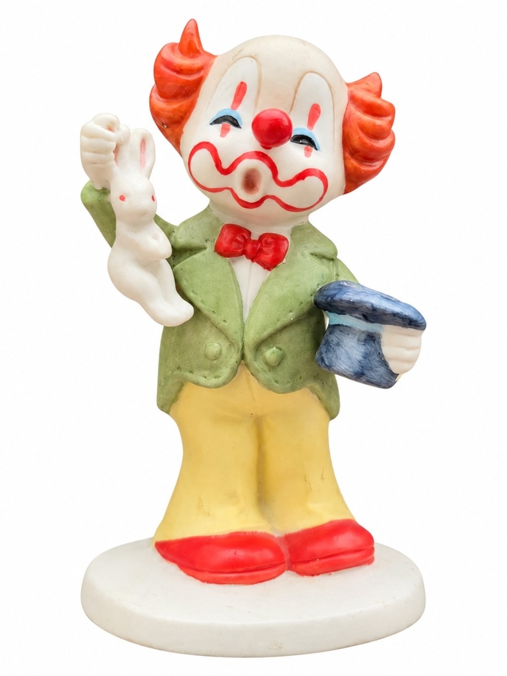 Vintage 1989 Lefton China Clown Magician Rabbit Figurine #07319 Bisque Porcelain